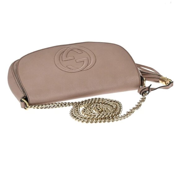 GUCCI GG Interlocking Chain Tassel Shoulder Hand Bag Leather Pink Gold 79EF745 - Picture 5 of 15